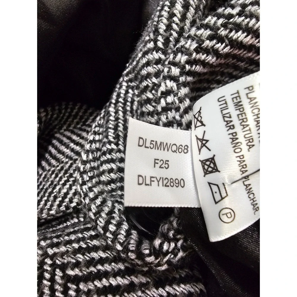 DKNY Womens Herringbone Coat Black Polyester Blend Casual Size 2XL